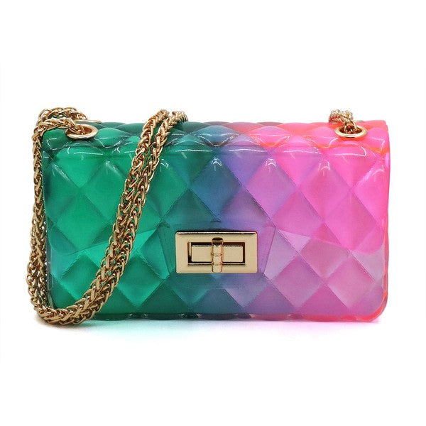 Quilt Embossed Multi Color Jelly Shoulder Bag