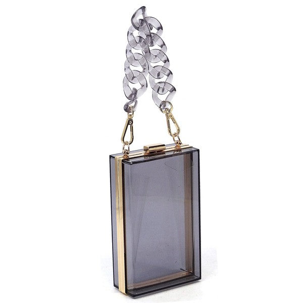 Acrylic Chain Handle See Thru Crossbody Clutch