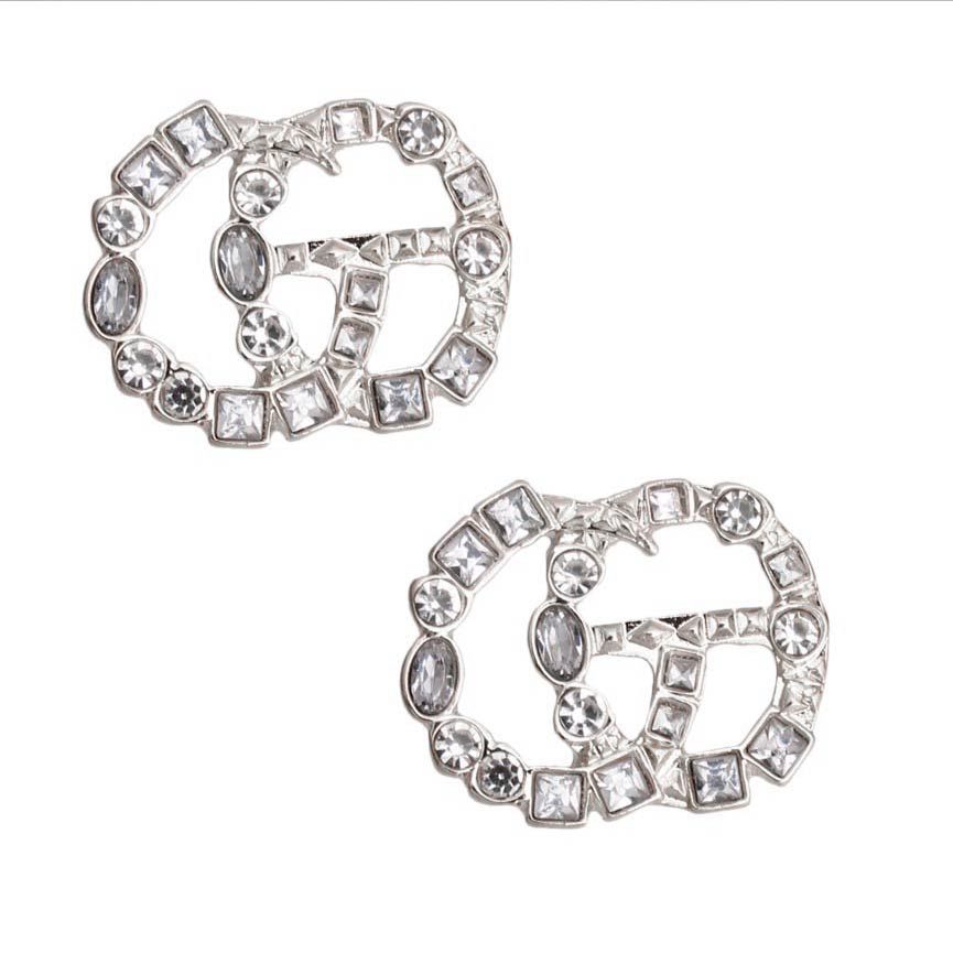 Silver CG Clear Crystal Studs