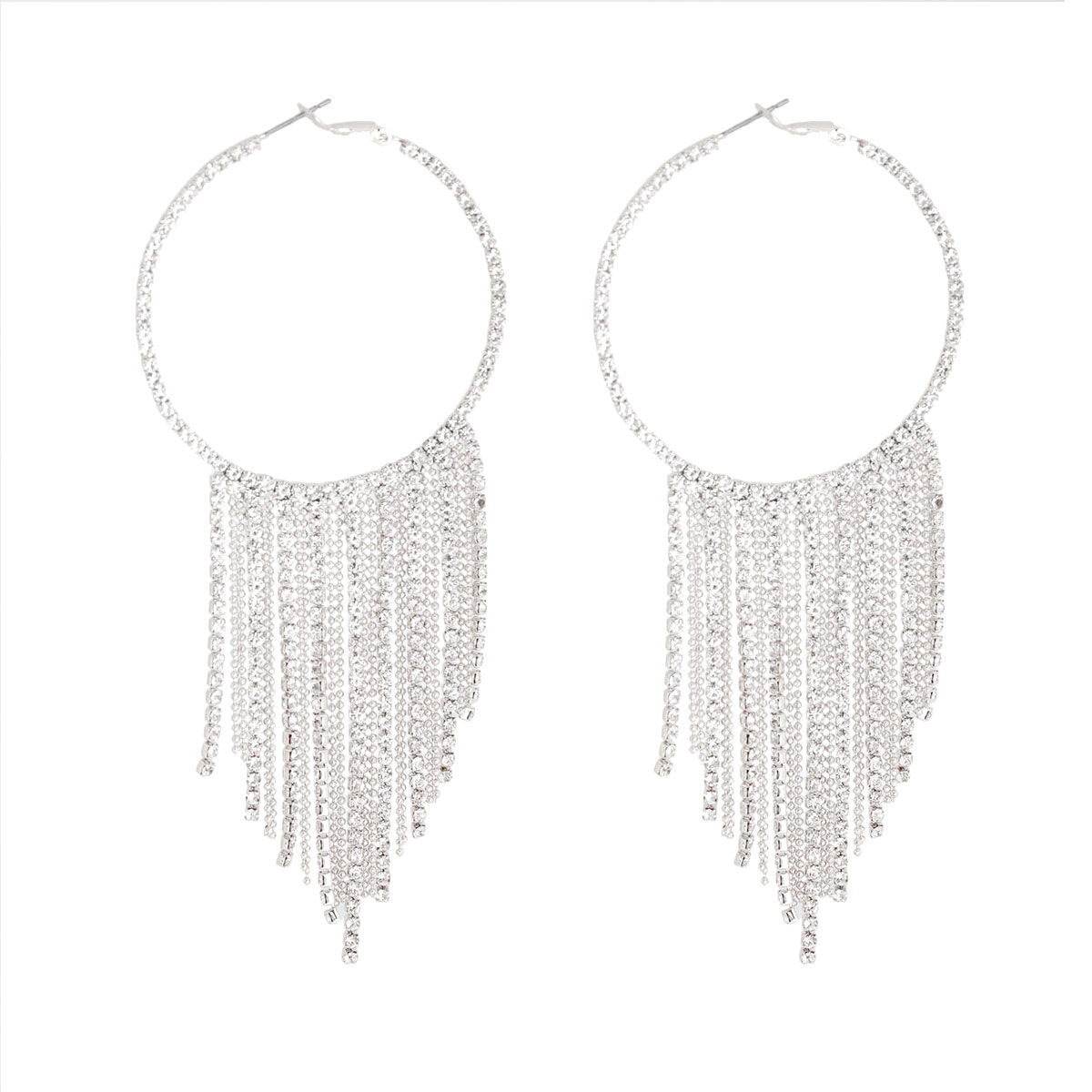 Silver Iced Fringe Hoops