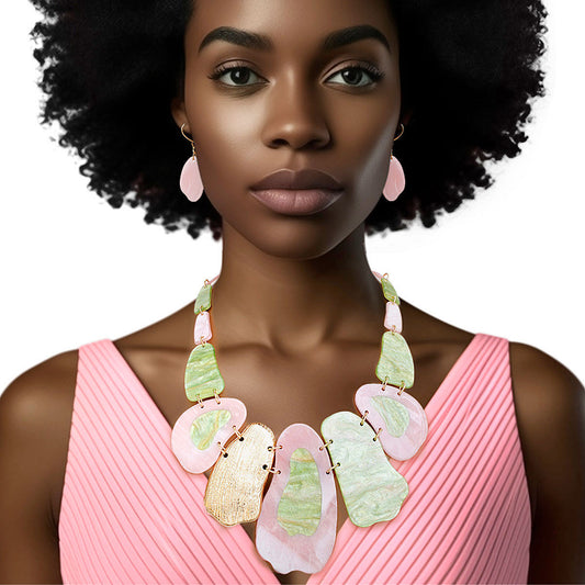 AKA Marbled Pink Green Link Bib for Women