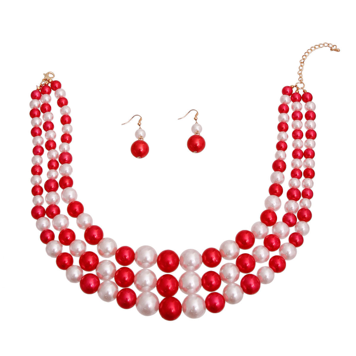 Red White Pearl 3 Layered DST Gold Set