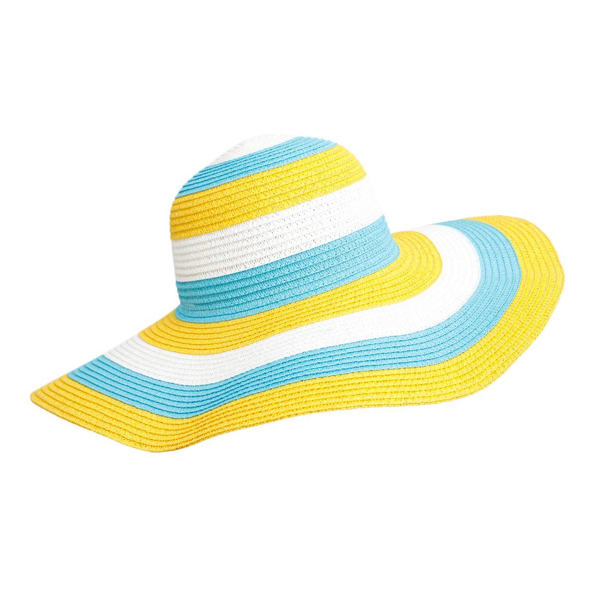 Straw Hat Vogue Multicolor Striped Wide Brim Hat