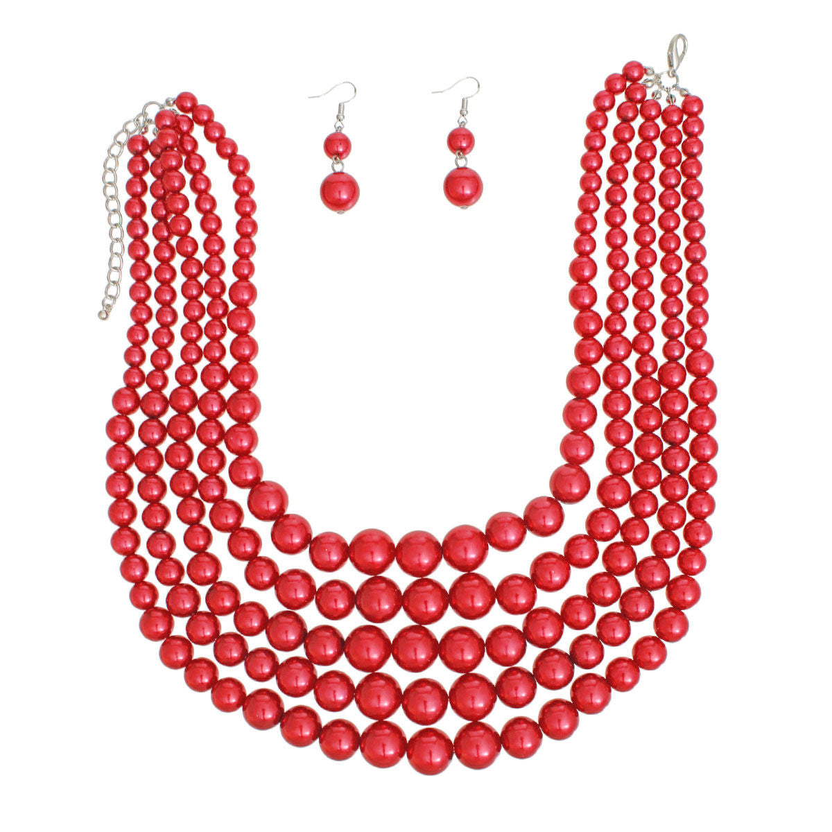 Pearl Necklace 5 Layer Polished Pearl Set Women