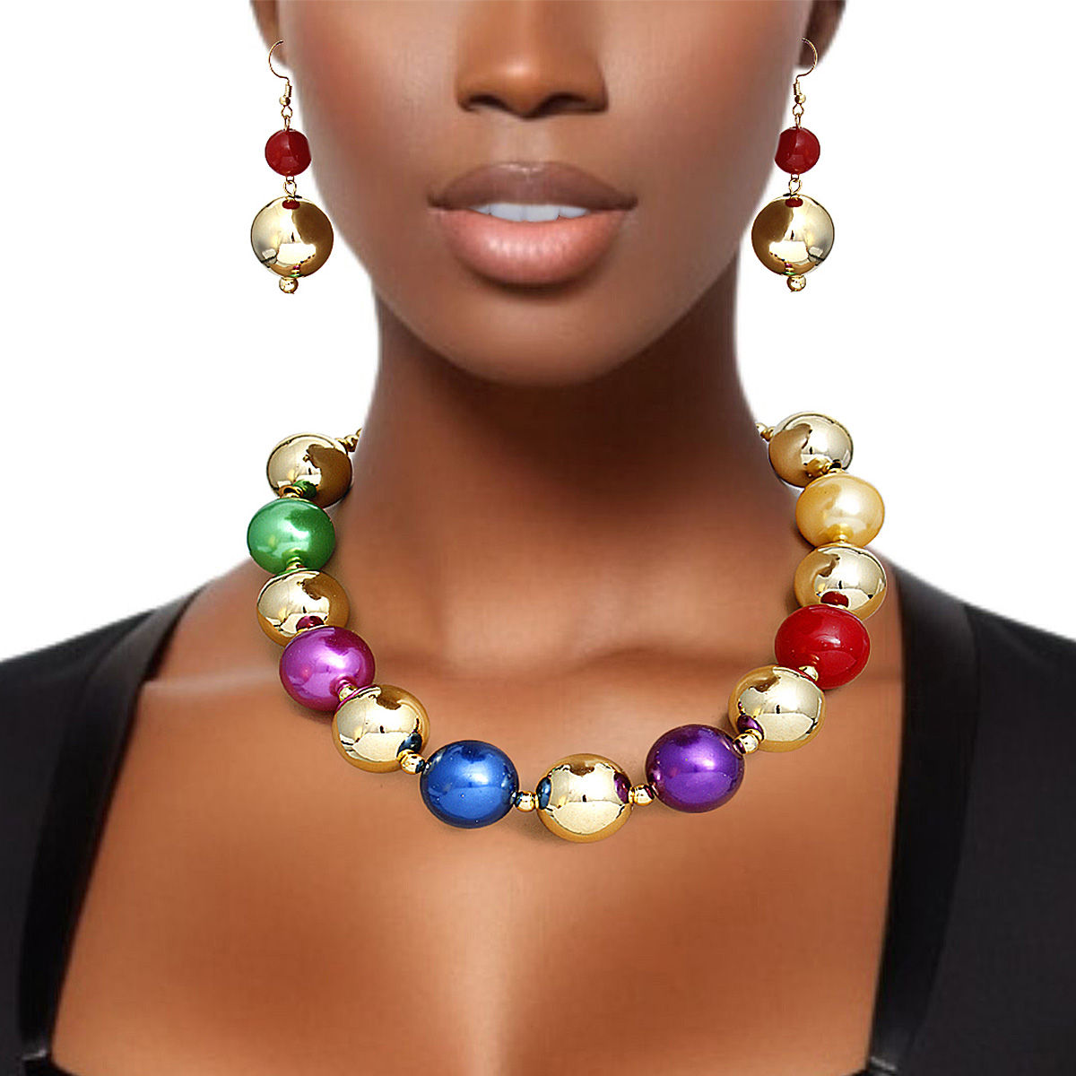 Pearl Necklace Multicolor Gold Jumbo Set for Women