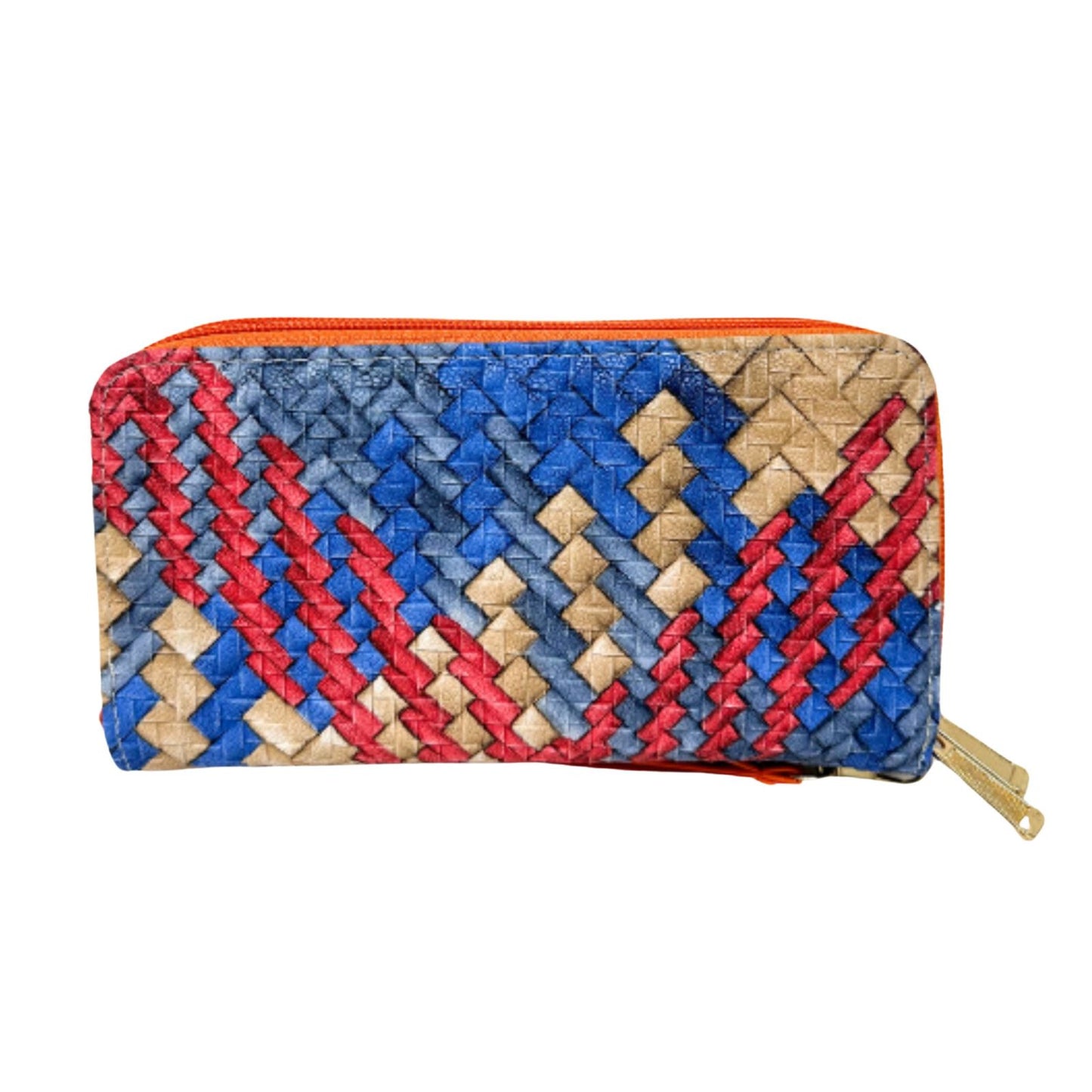 Zipper Wallet Multicolor Woven Wristlet for Women