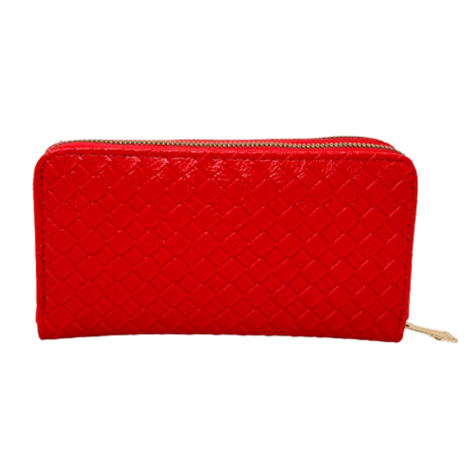 Zipper Wallet Red Woven Wristlet for Women