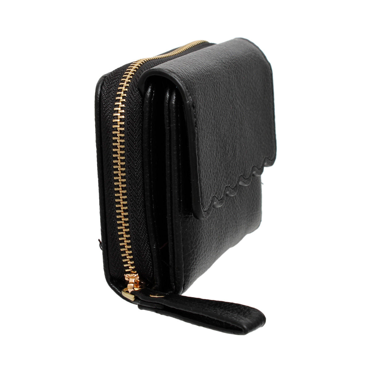 Accordian Wallet Black Snap Cardholder for Women