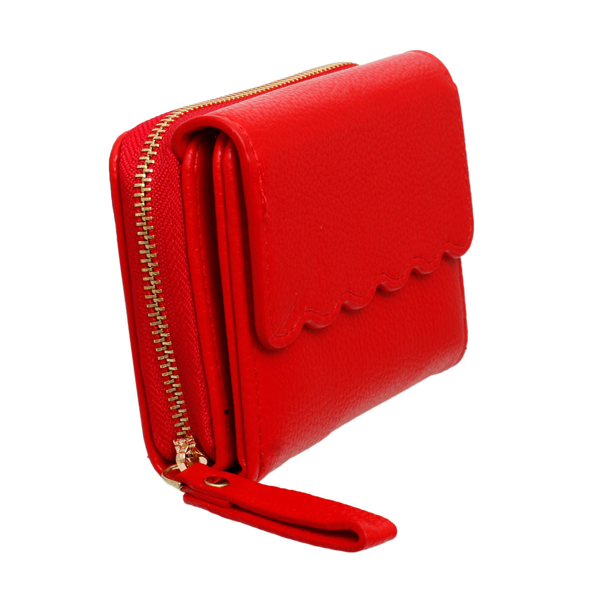 Accordian Wallet Red Snap Cardholder for Women