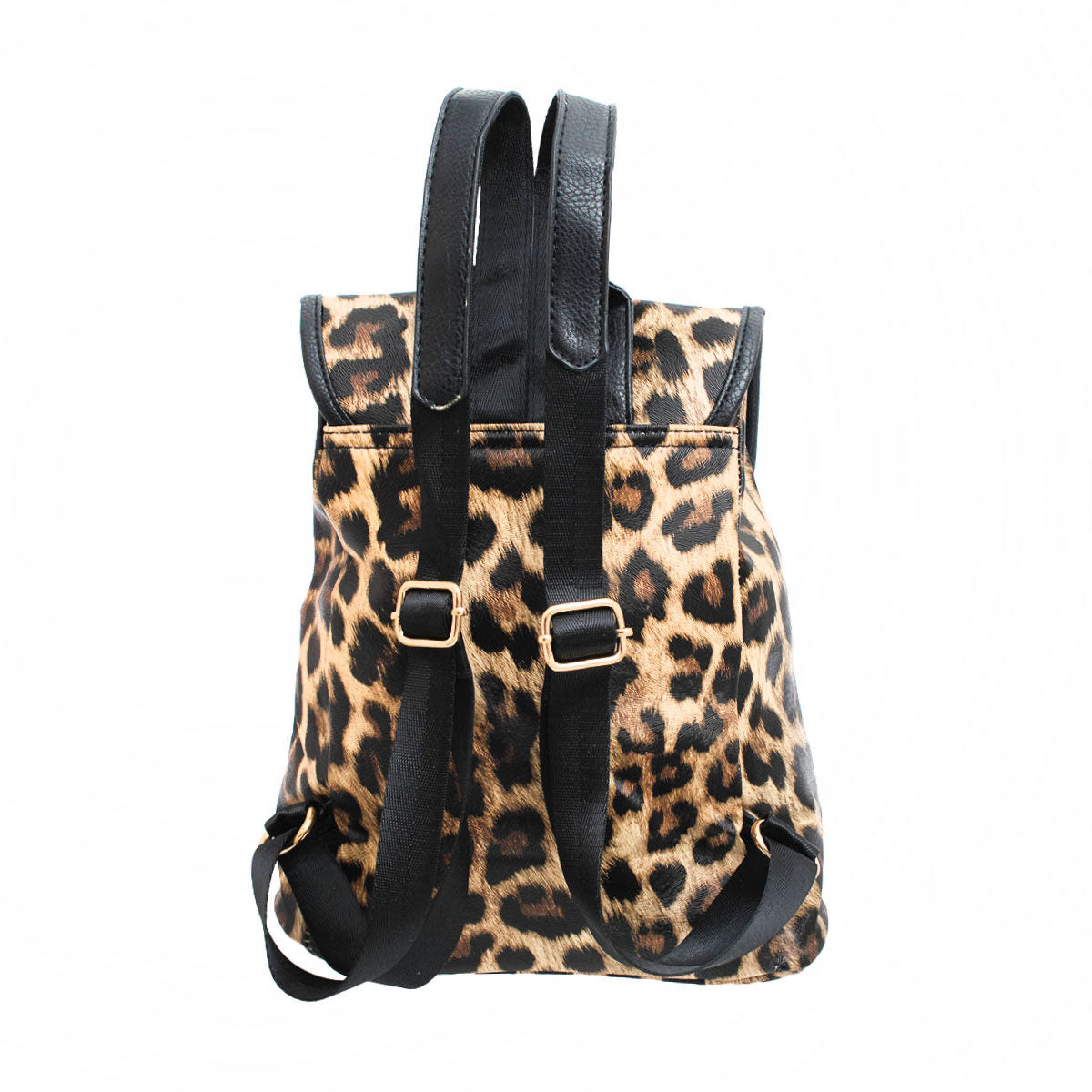 Backpack Leopard and Black Flap Bag Set for Women