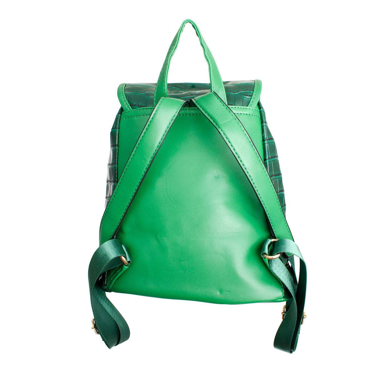 Backpack Green Croc Flap Bag Set for Women