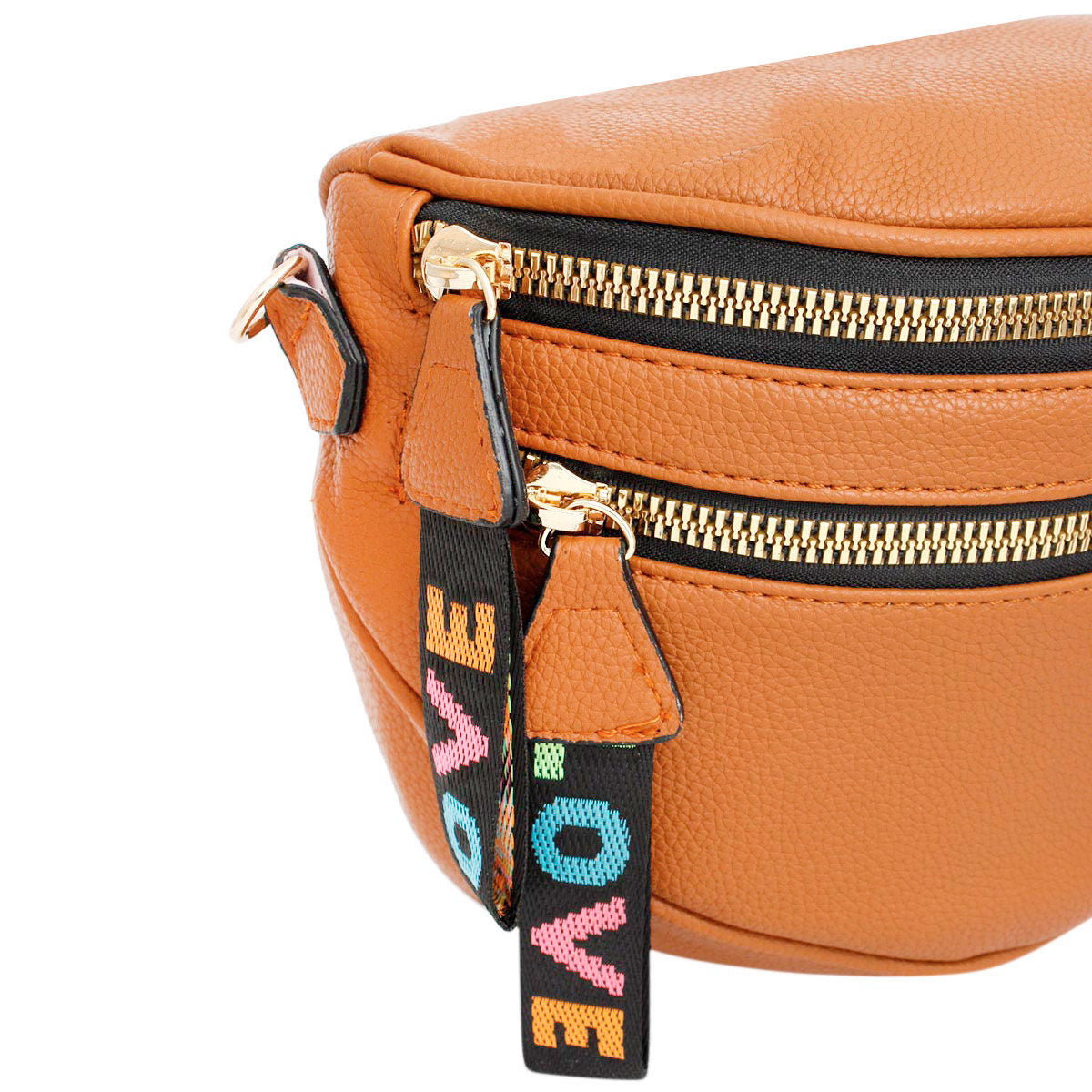 Crossbody Camel Love Zipper Saddle Bag for Women