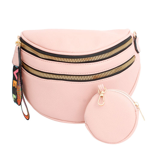 Crossbody Pink Love Zipper Saddle Bag for Women