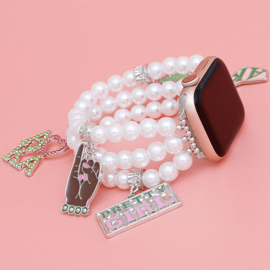 AKA Sorority White Pearl Watch Band for Women