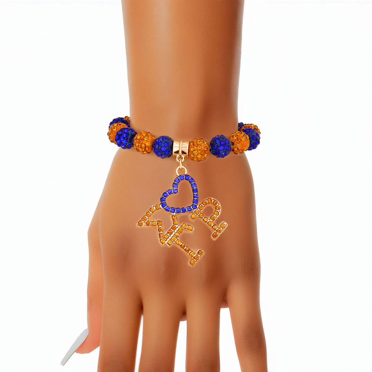 SGRHO Blue Gold Bling Sorority Charm Bracelet