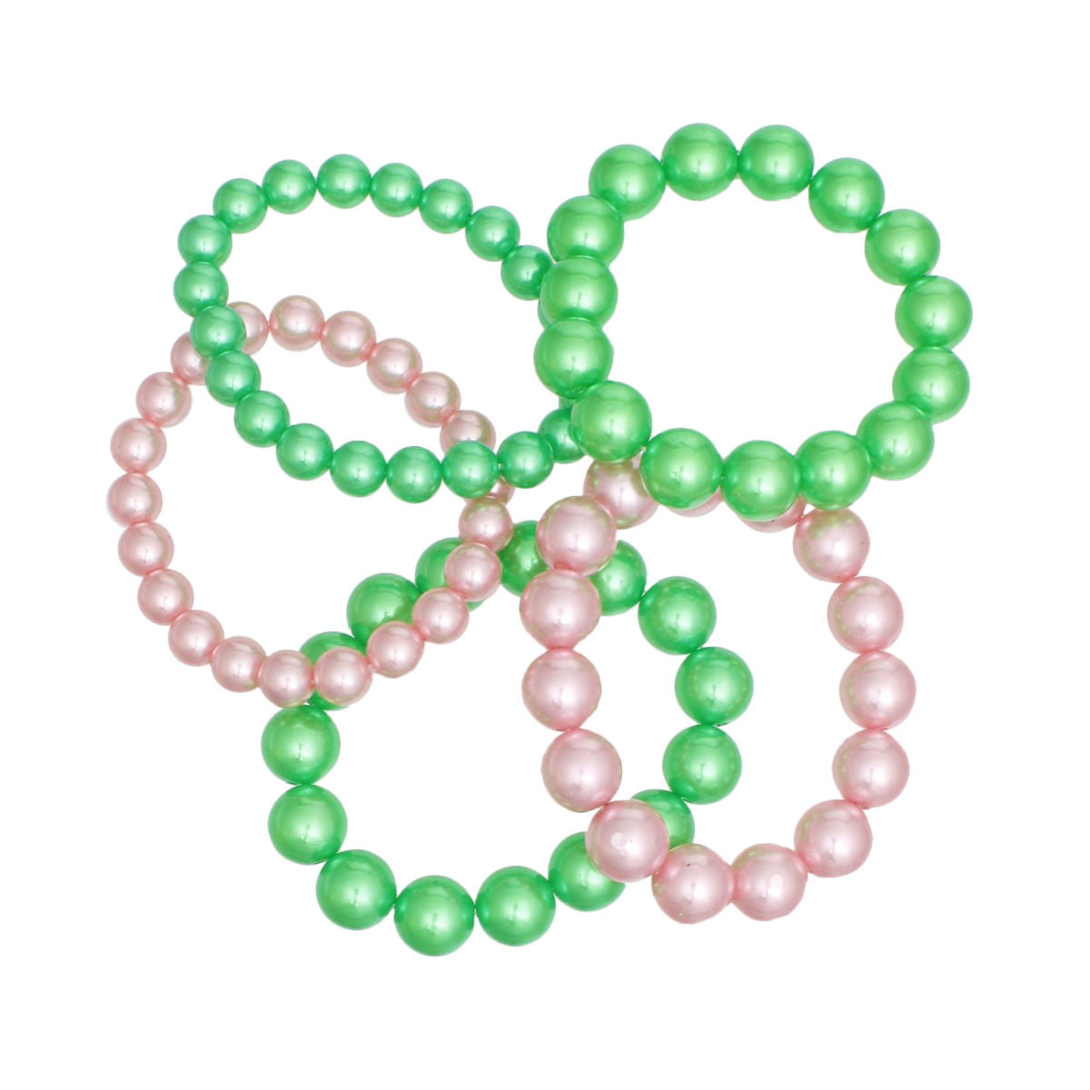 AKA Pink Green Pearl Stretch 5 Pcs Bracelets Women