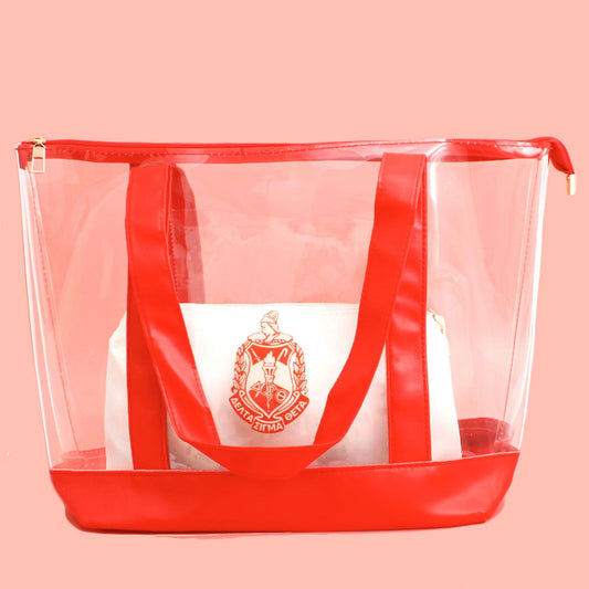 Tote Red Clear Delta Sorority Bag for Women