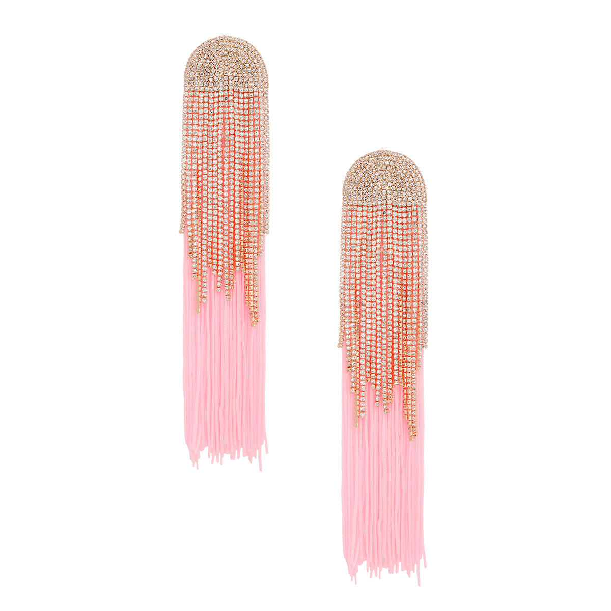 Tassel Pink Long Fringe Glam Earrings for Women