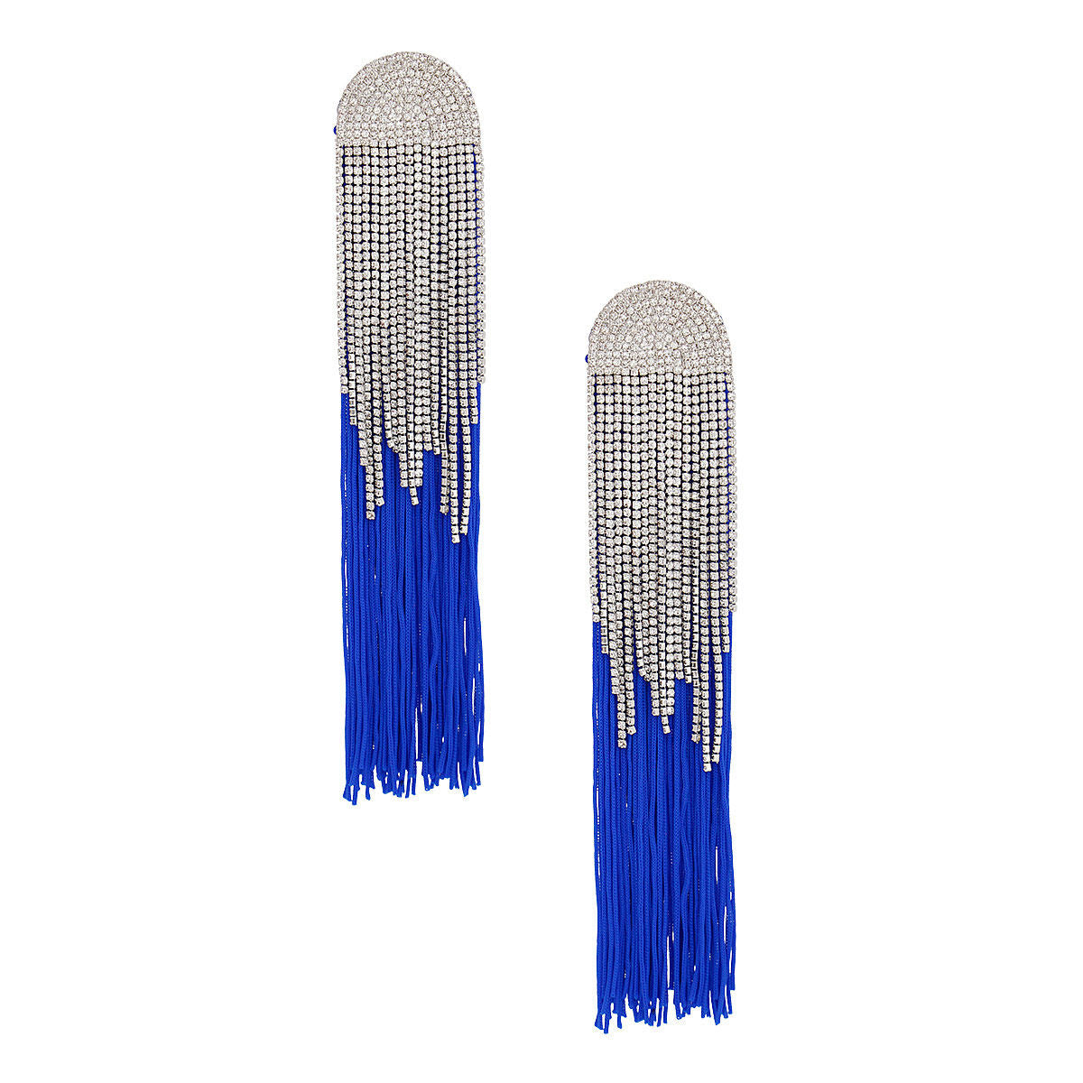 Tassel Royal Blue Long Fringe Glam Earrings Women