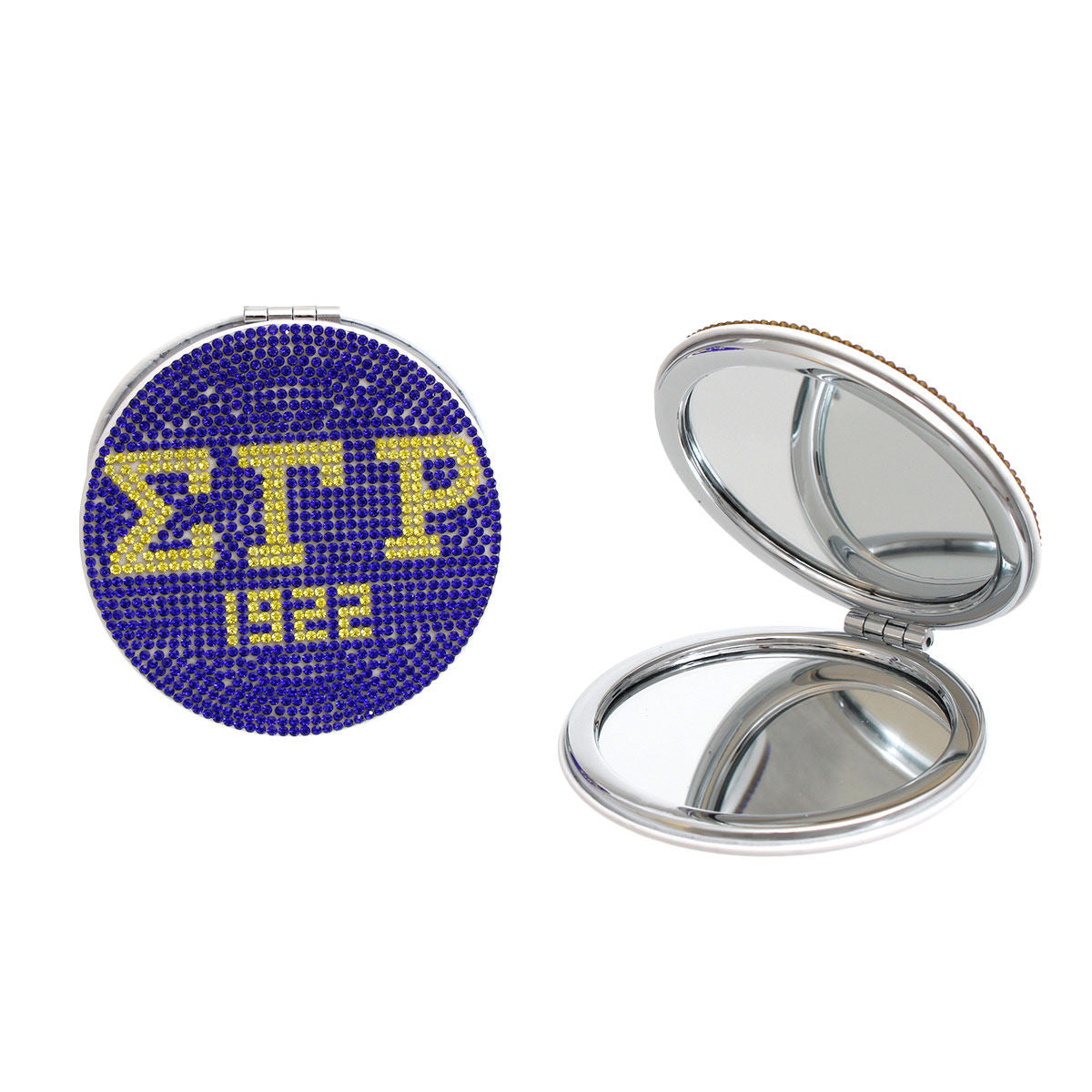 SGRHO Sorority Blue and Gold Bling Mirror Compact