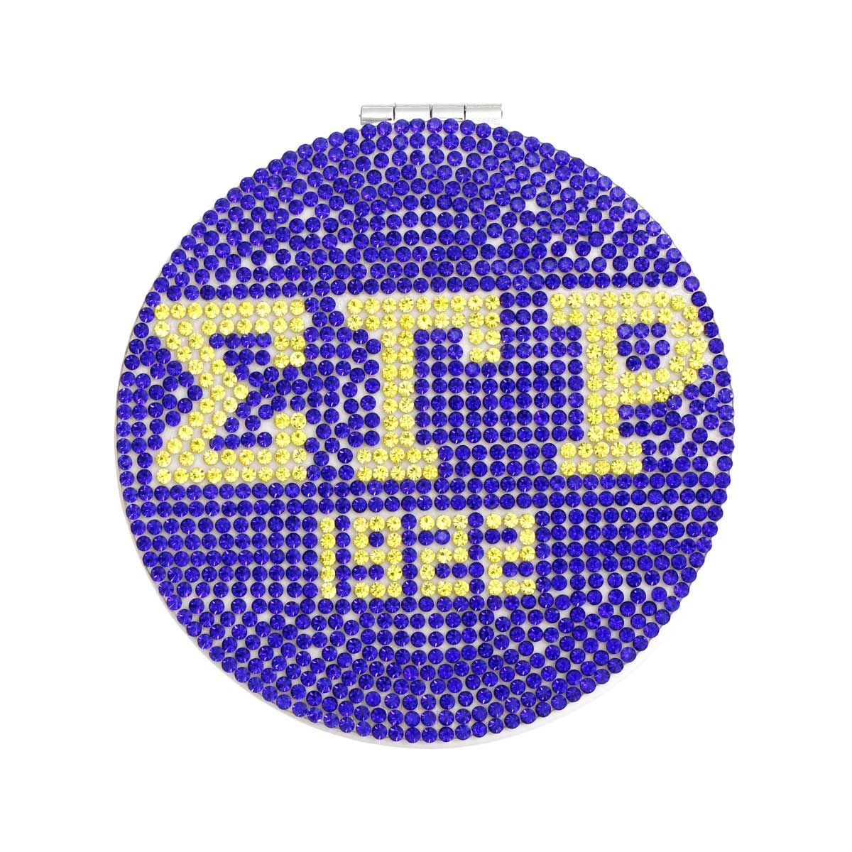 SGRHO Sorority Blue and Gold Bling Mirror Compact