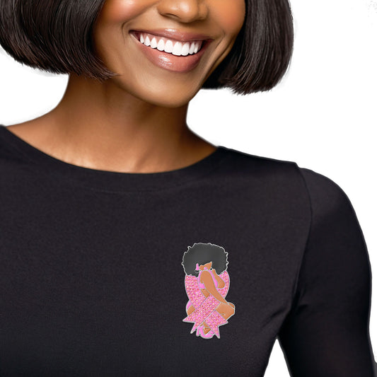 Brooch Pink Diva Afro Woman Pin for Women