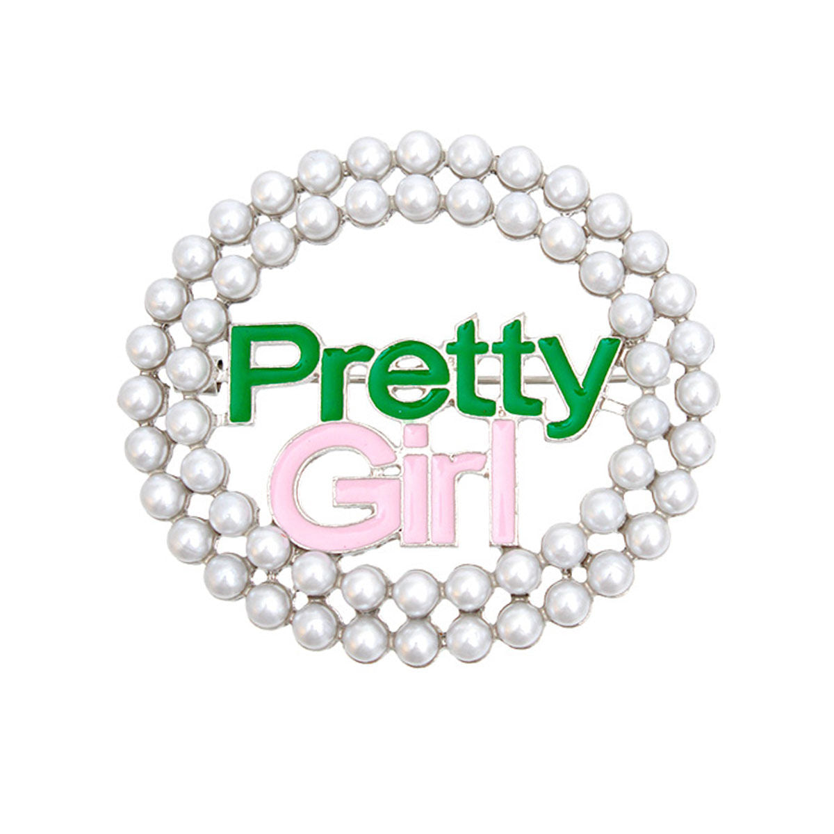 AKA Sorority White  Pearl Pretty Girl Brooch