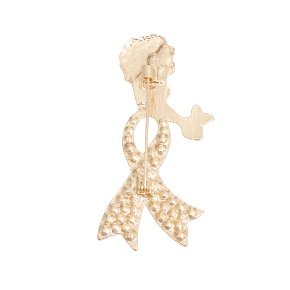 Brooch Gold Light Pink Woman Breast Cancer Legs