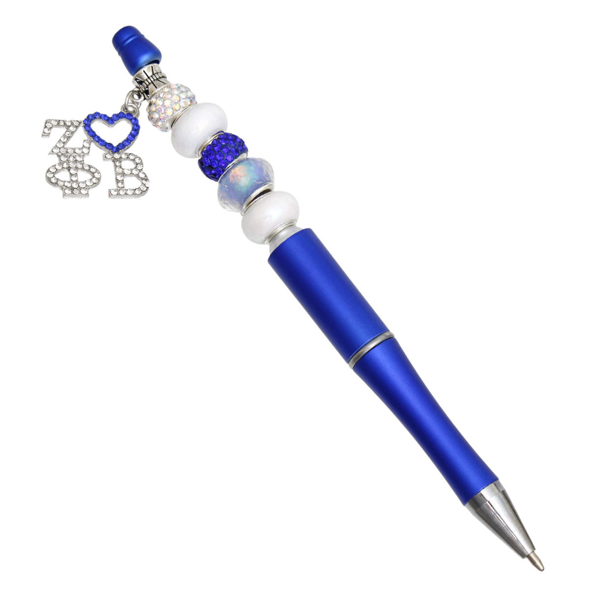 ZPB Sorority Bling Bead and Charm Blue Pen