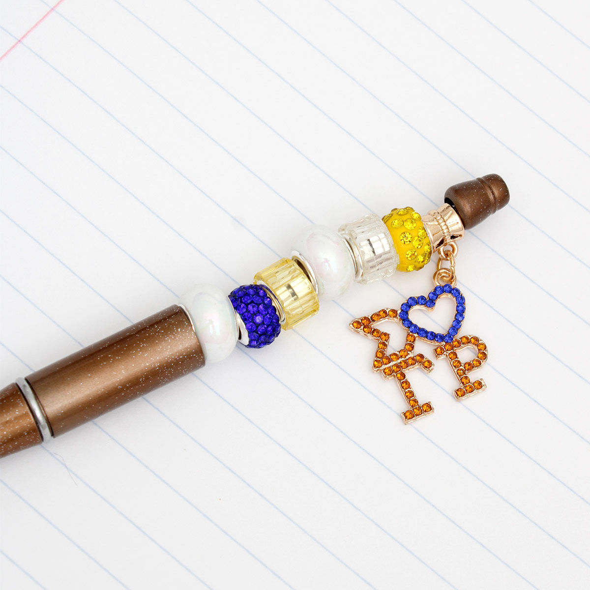 SGRHO Sorority Bling Bead and Charm Gold Pen