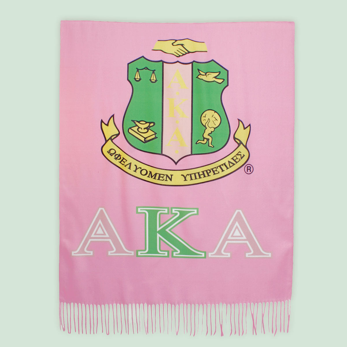 AKA Pink and Green Shield Fashion Shawl Scarf