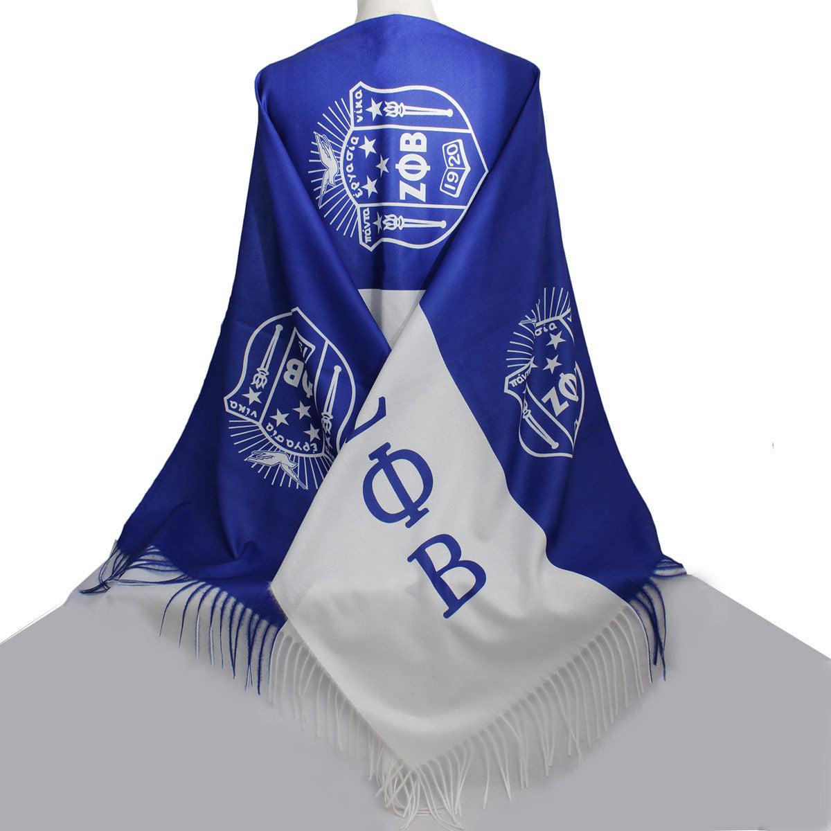 ZPB Blue and White Shield Fashion Shawl Scarf