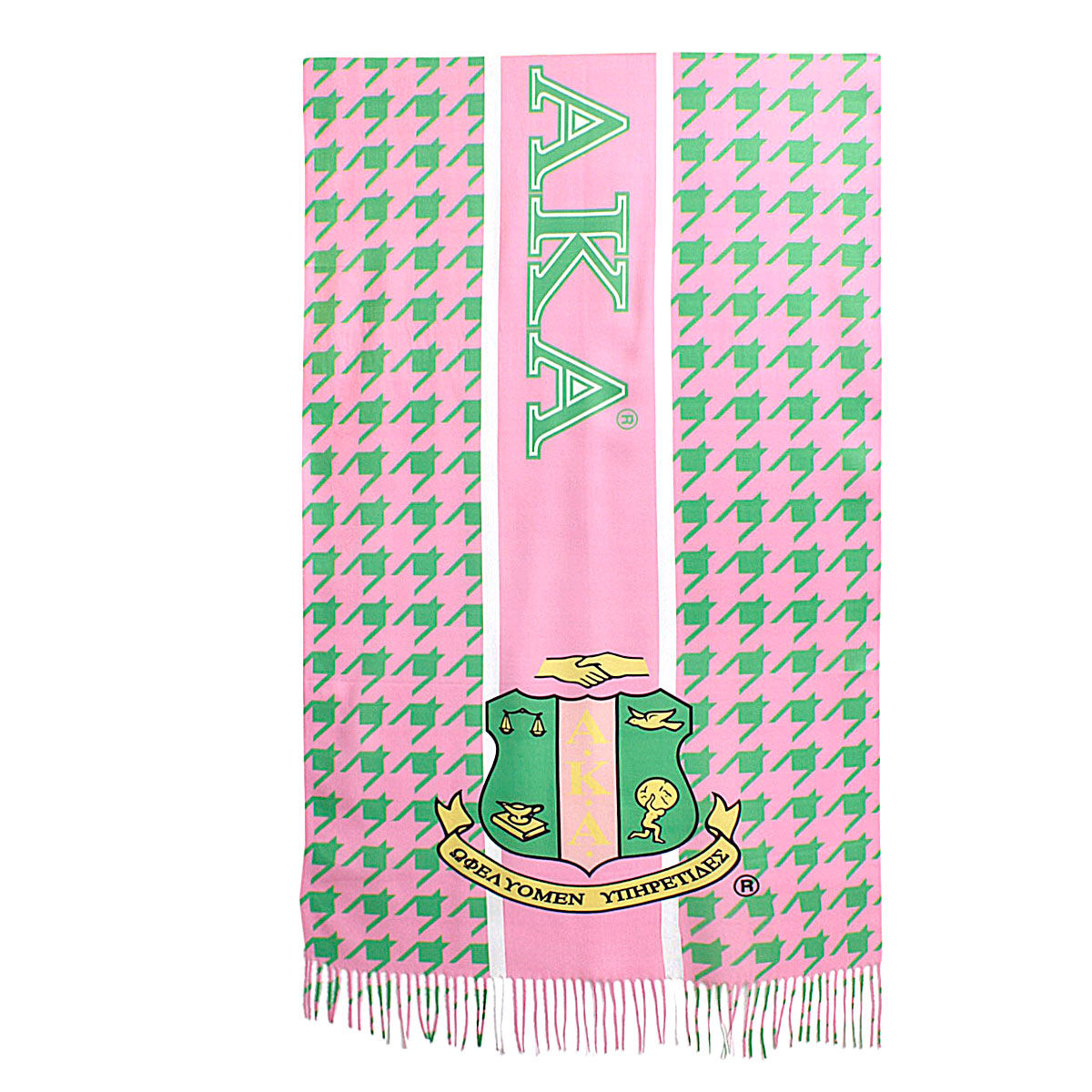 AKA Pink Green Houndstooth Fashion Shawl Scarf