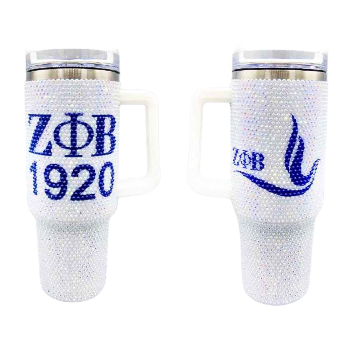 ZPB Sorority White Bling 40.5 oz Tumbler Cup