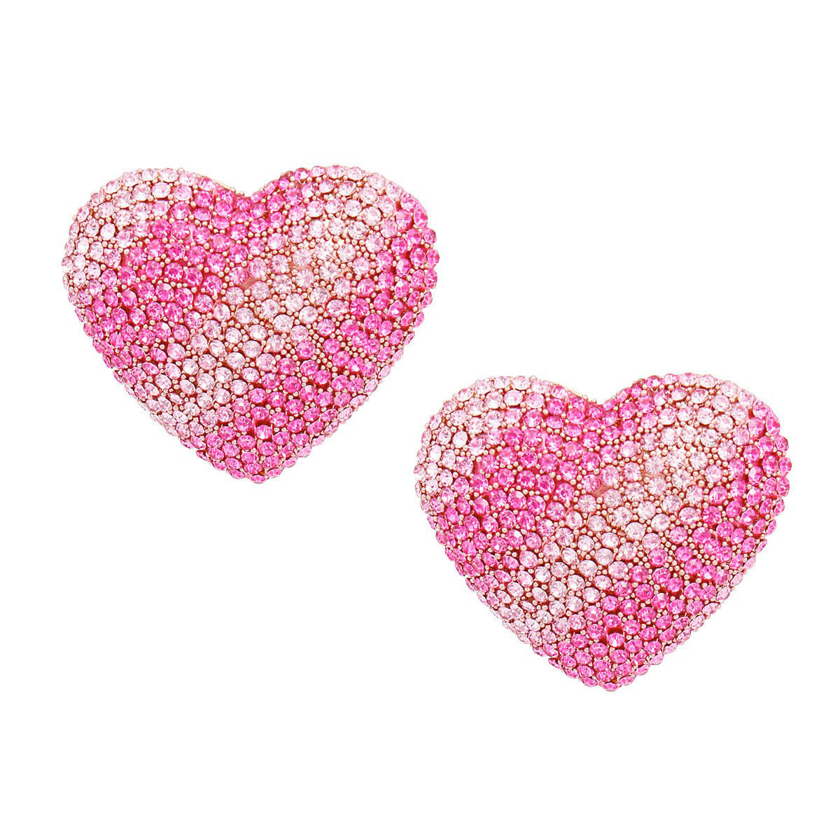 Studs Fuchsia Stripe Glam Heart Earrings for Women