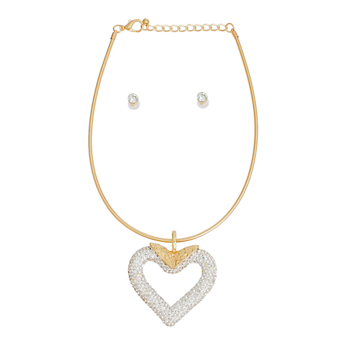 Necklace White Heart Snake Chain Set for Women