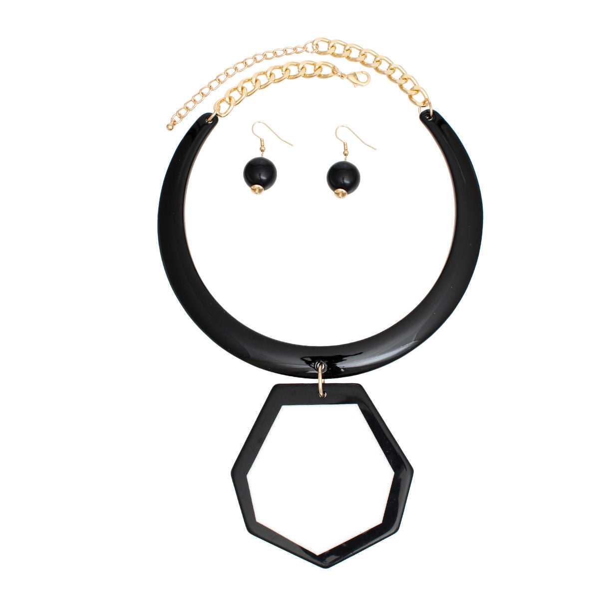 Timeless Geometry: Personalizable Black Necklace