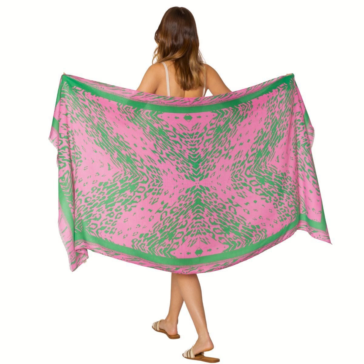 AKA Scarf Wrap Animal Print Pink Green