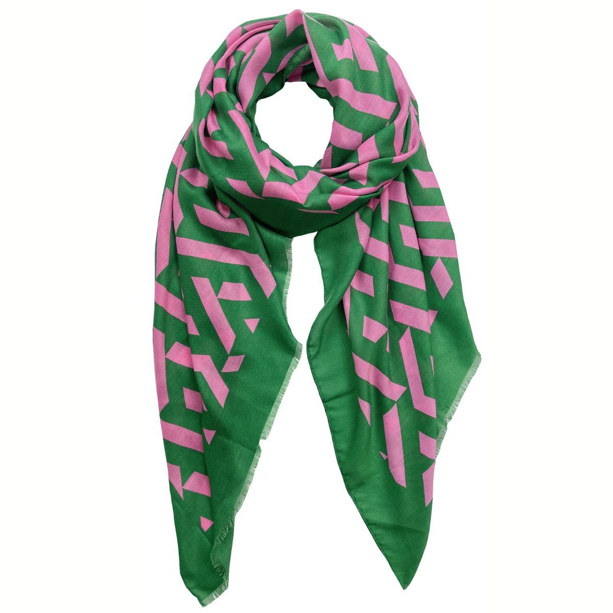 AKA Scarf Wrap Geo Print Pink Green