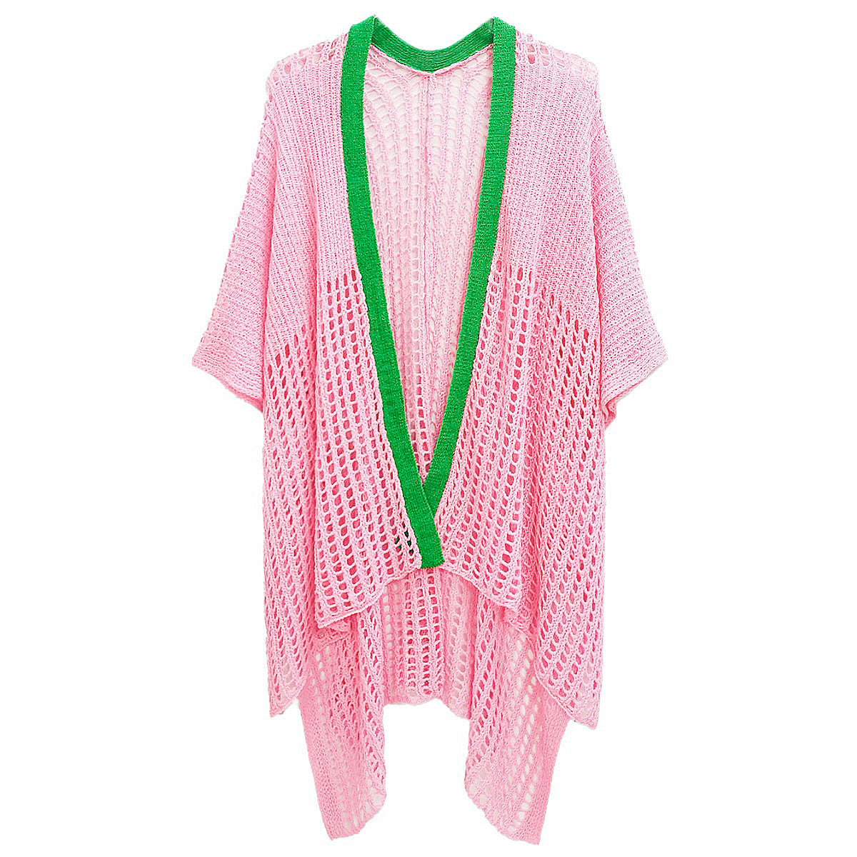 Ruana Kimono Pink and Green Crochet for Women