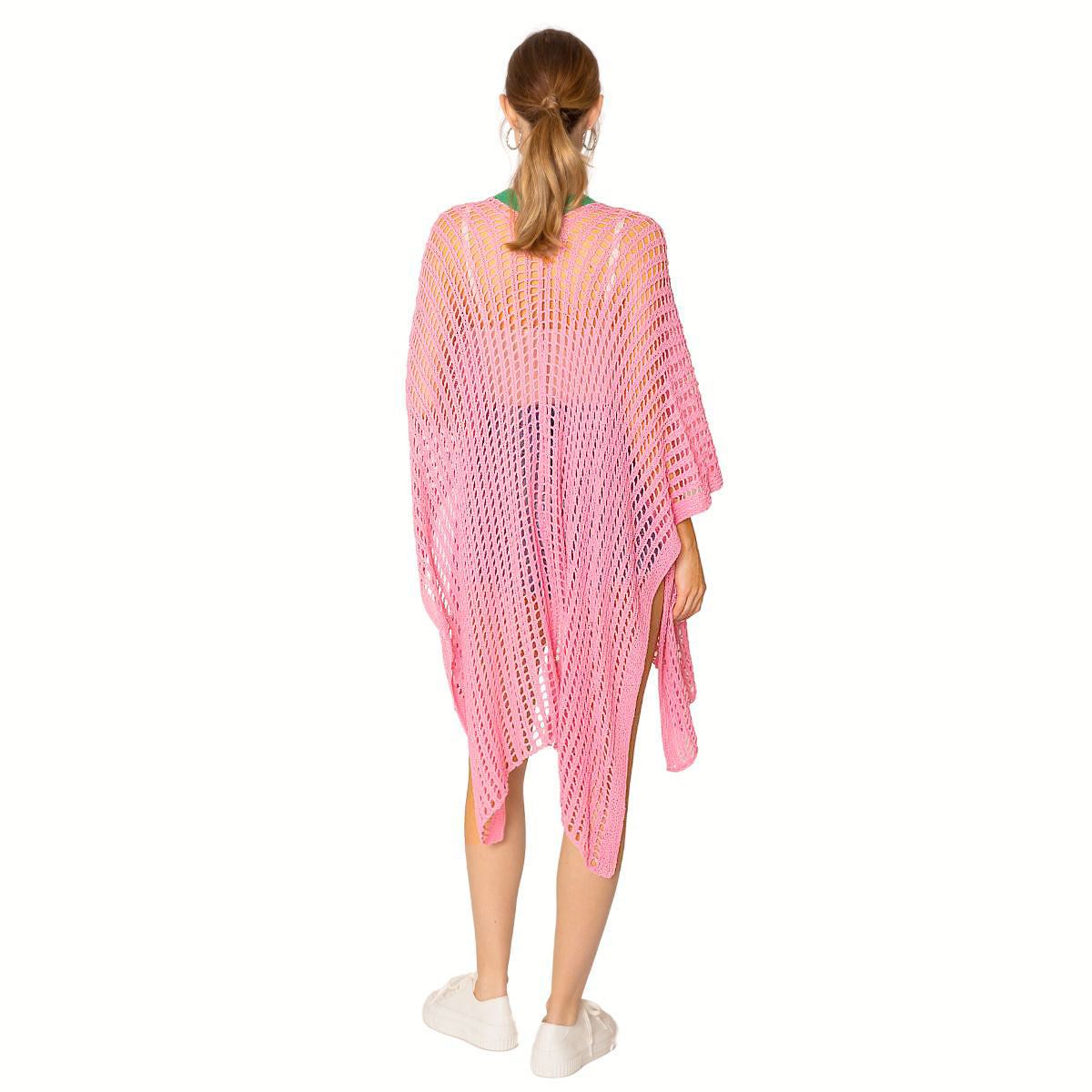 Ruana Kimono Pink and Green Crochet for Women