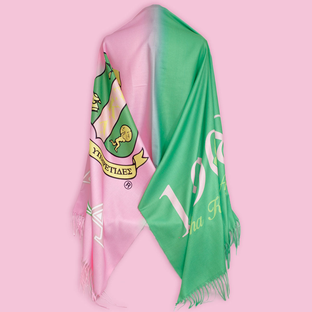 AKA Pink and Green Shield Fashion Shawl Scarf