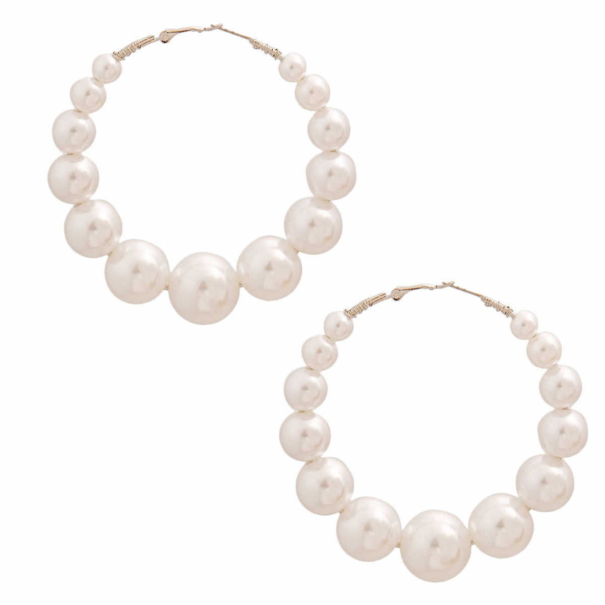 Athena's Grace: Graduated White Pearl Hoops