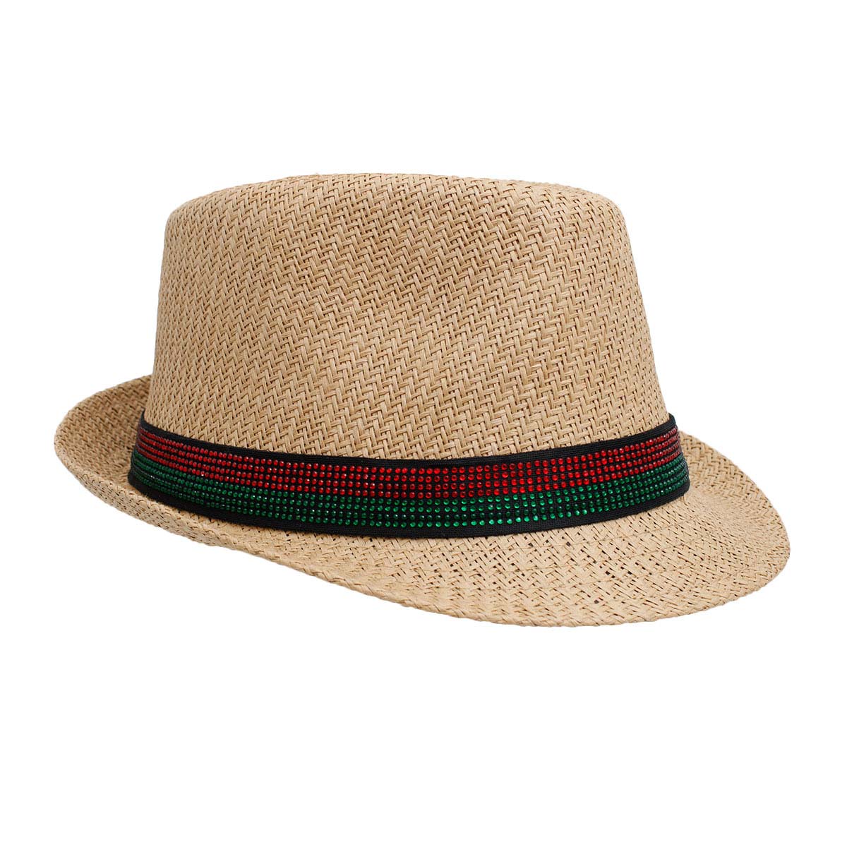 Red and Green Rhinestone Fedora