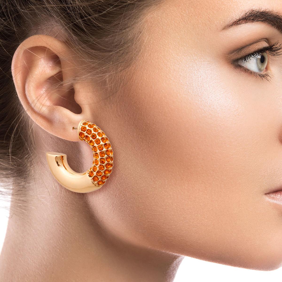 Topaz Rhinestone Thick Hoops