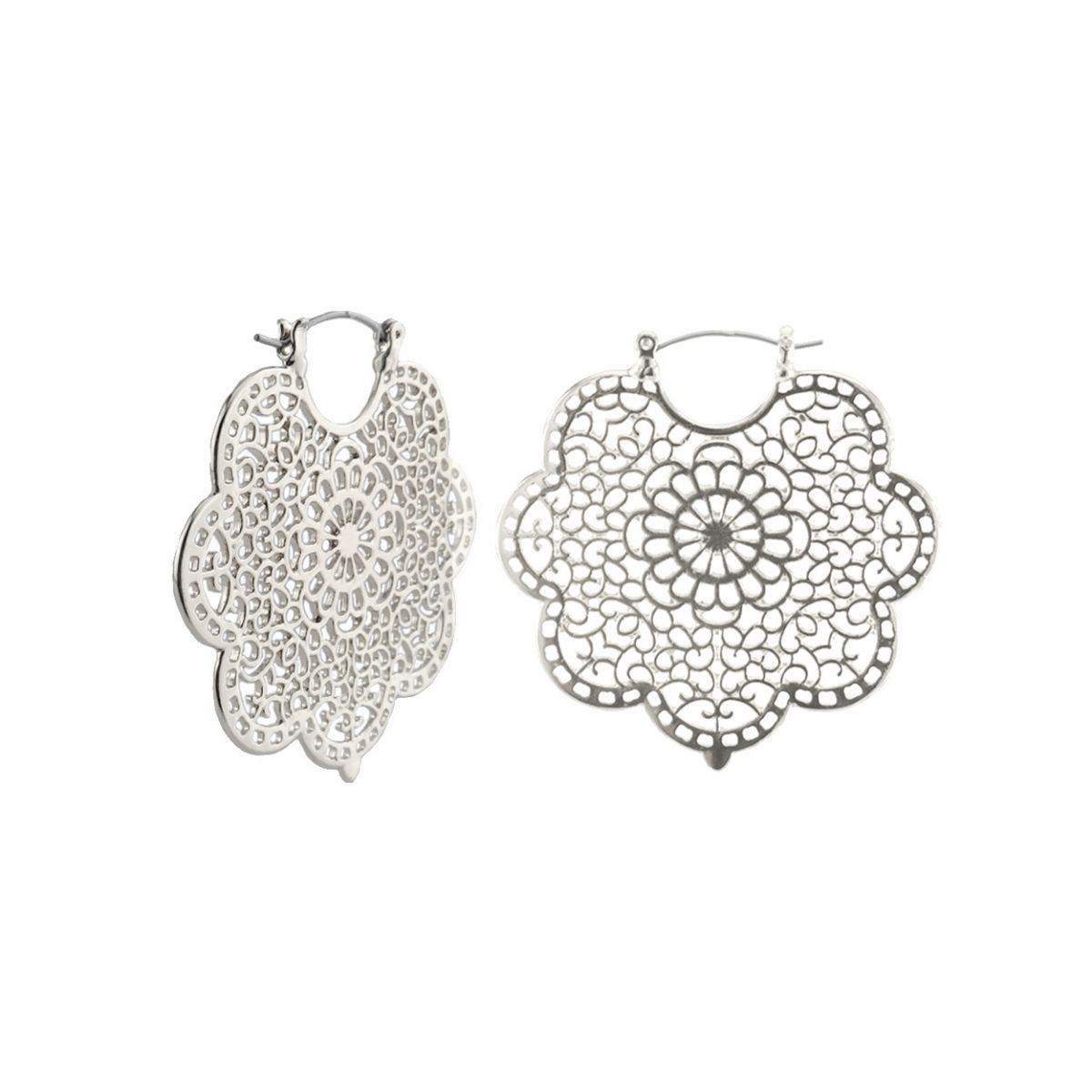 Silver Filigree Curved Hoops