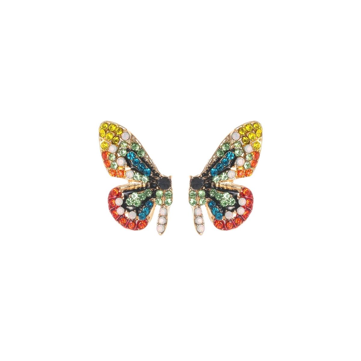 Rainbow Rhinestone Butterfly Wing Studs