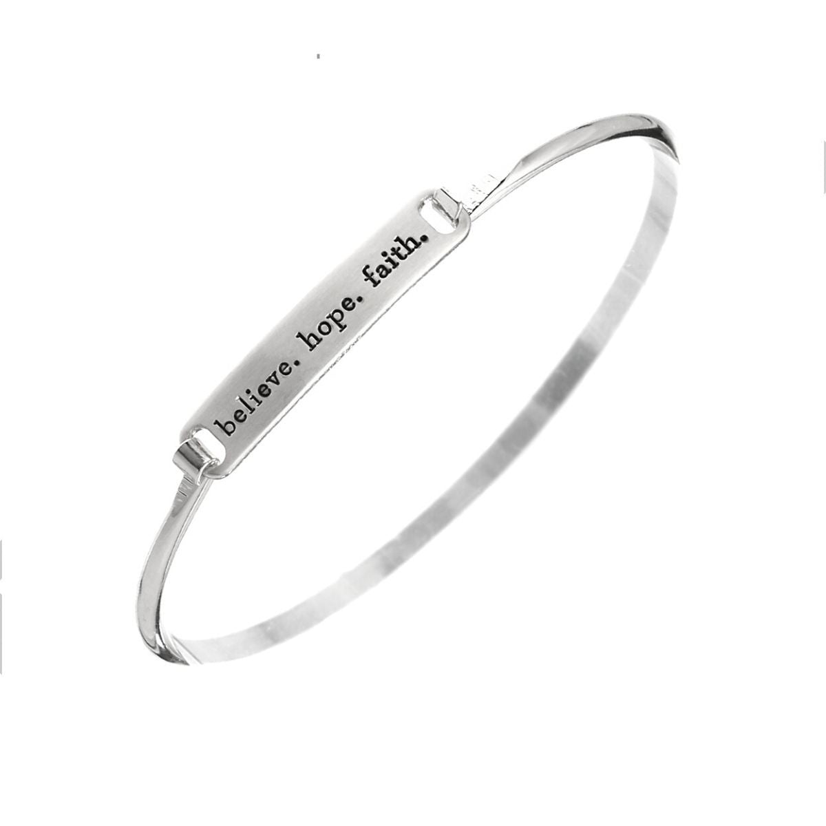 Believe Hope Faith Silver Hook Bangle