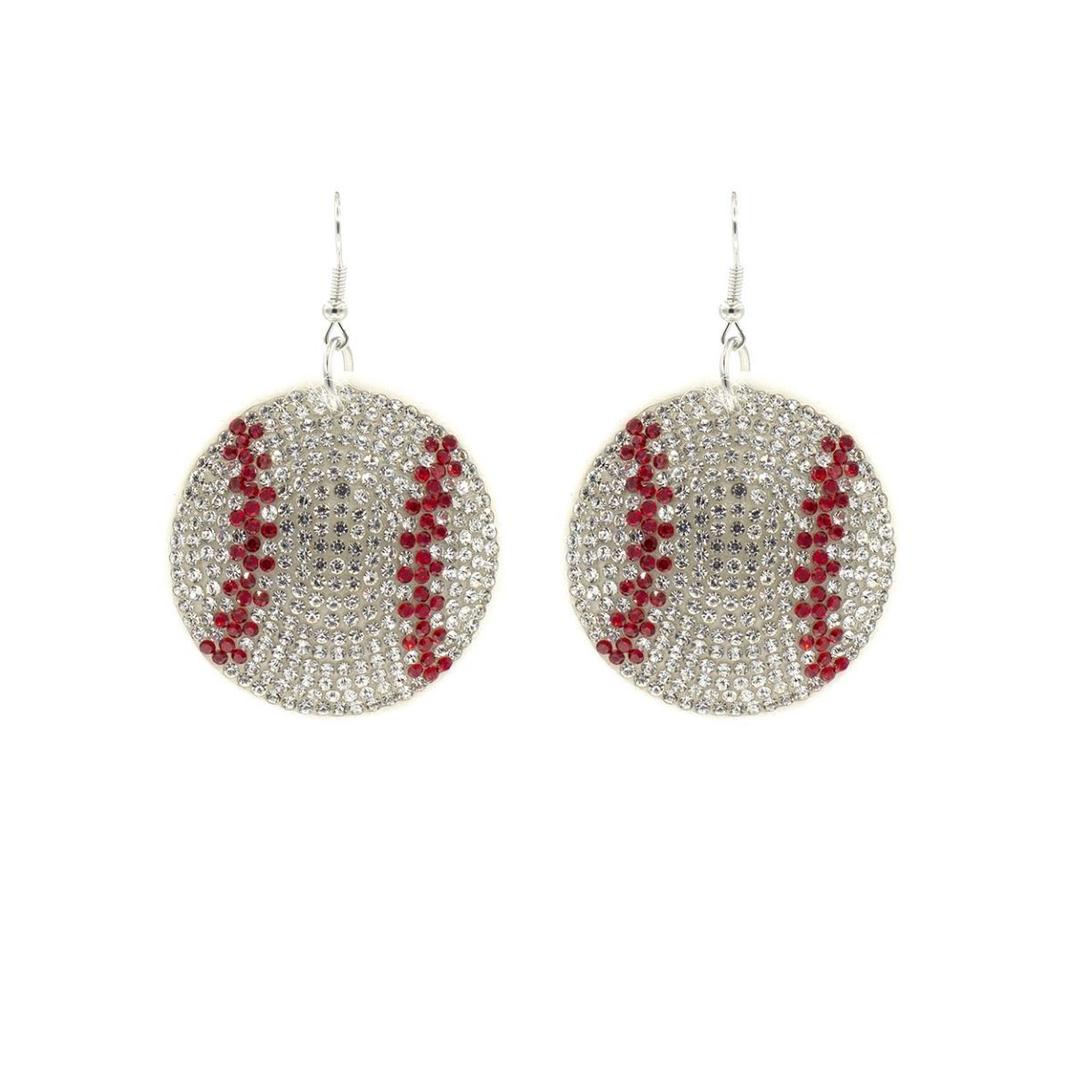 White Baseball Padded Earrings