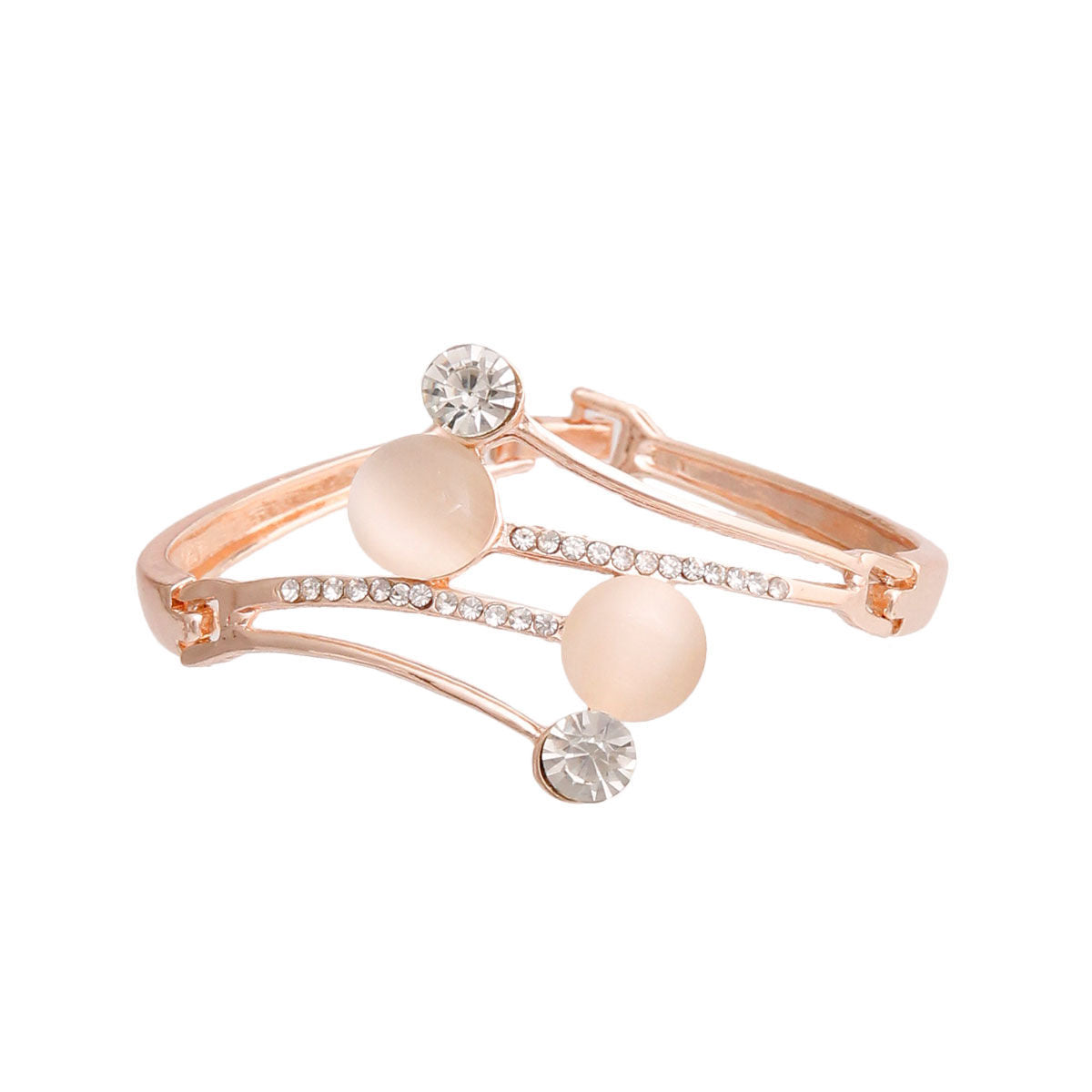 Rose Gold Crystal Hinge Cuff